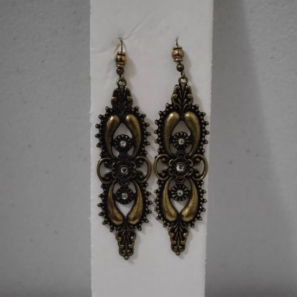 Vintage Old Gold Brown Looking Necklace With Matching Earrings Pretty - Picture 11 of 12